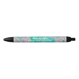 Personalised Wild Roses Aqua Violet Black Ink Pen