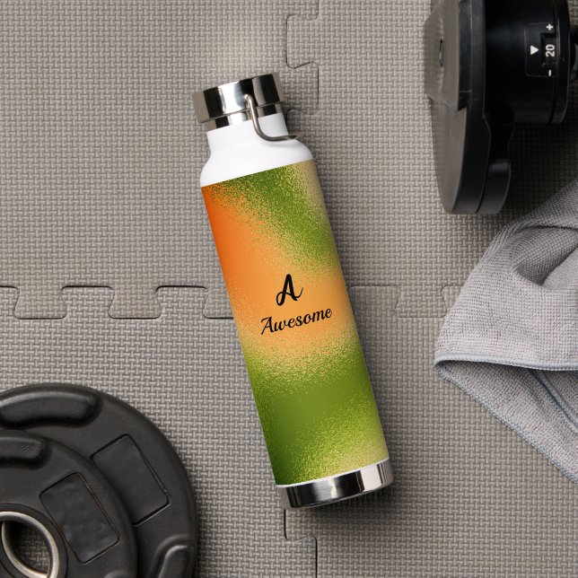 Personalised Wild Rusty Olive Green Water Bottle (Gym (Rotated))
