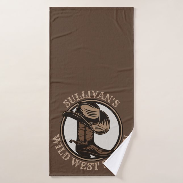 Personalised Wild West Saloon Western Cowboy Boots Bath Towel Set (Bath Towel)