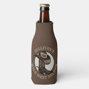 Personalised Wild West Saloon Western Cowboy Boots Bottle Cooler