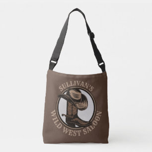 Personalised Wild West Saloon Western Cowboy Boots Crossbody Bag