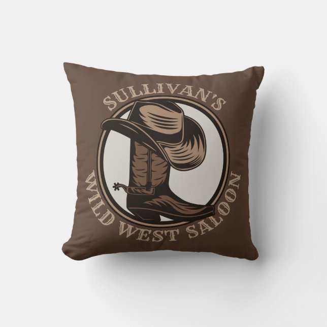 Personalised Wild West Saloon Western Cowboy Boots Cushion (Front)