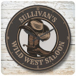Personalised Wild West Saloon Western Cowboy Boots Large Clock<br><div class="desc">Customisable NAME Western Cowboy Hat,  Boots and Spurs Wild West Saloon Rodeo design. Personalise with your Name or Custom Text!</div>