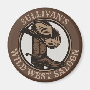 Personalised Wild West Saloon Western Cowboy Boots Magnet