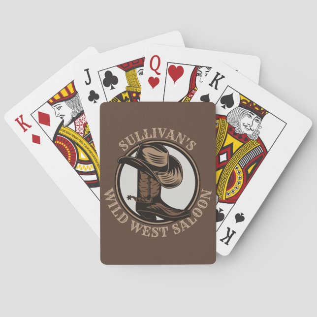 Personalised Wild West Saloon Western Cowboy Boots Playing Cards (Back)
