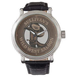 Personalised Wild West Saloon Western Cowboy Boots Watch