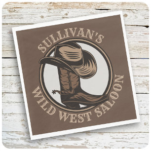 Personalised Wild West Saloon Western Cowboy Napkin