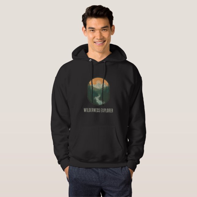 Personalised Wilderness Explorer Retro Mountain Ho Hoodie (Front Full)