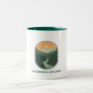 Personalised Wilderness Explorer Retro Mountain Two-Tone Coffee Mug