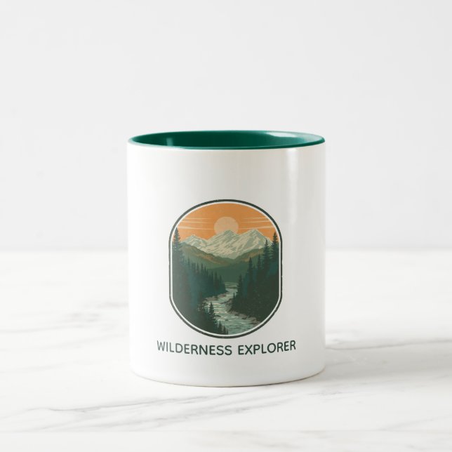 Personalised Wilderness Explorer Retro Mountain  Two-Tone Coffee Mug (Center)
