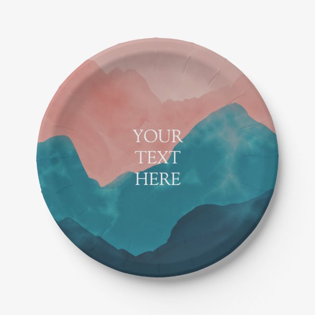 Personalised Wilderness Pink Teal Blue Birthday Paper Plate (Front)