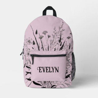 Personalised Wildflower Backpack Dusty Pink