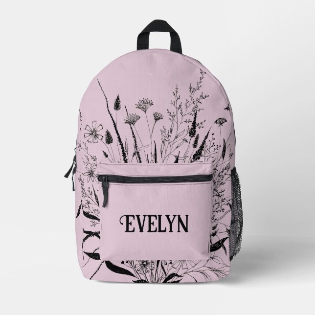 Personalised Wildflower Backpack Dusty Pink (Front)