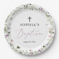 Personalised Wildflower Baptism Paper Plates