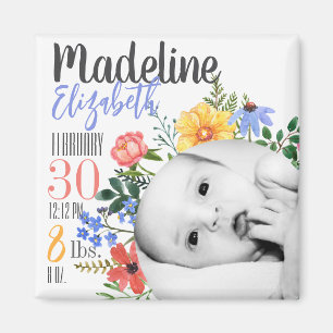 Personalised Wildflower Birth Announcement Magnet
