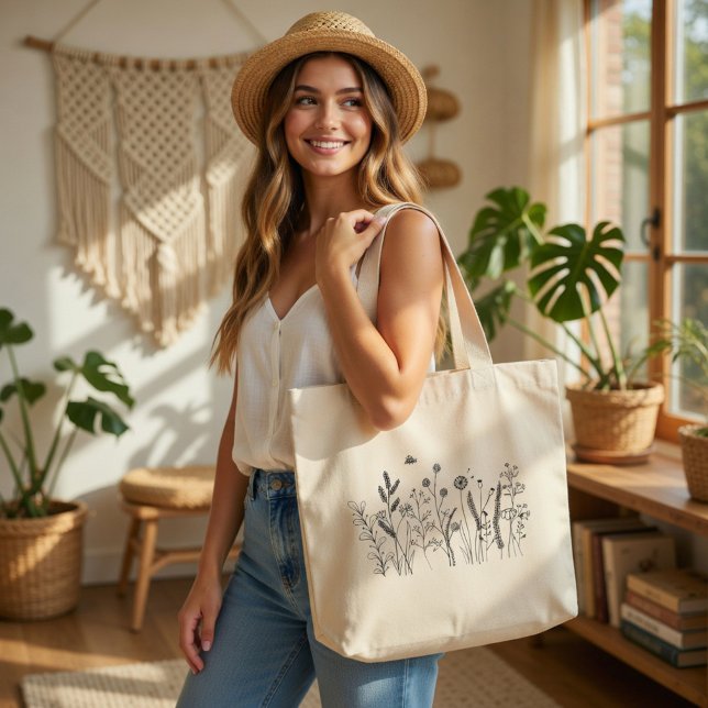 Personalised Wildflower Botanical Art Tote Bag (Creator Uploaded)
