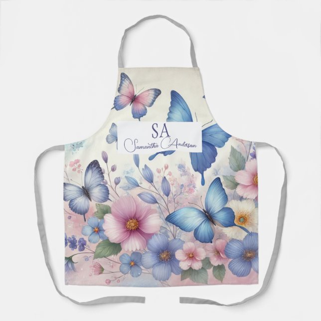 Personalised Wildflower & Butterfly Apron | Name (Front)