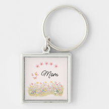 Personalised Wildflower Butterfly Design Keychain
