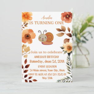 Personalised wildflower decorations 1st birthday invitation