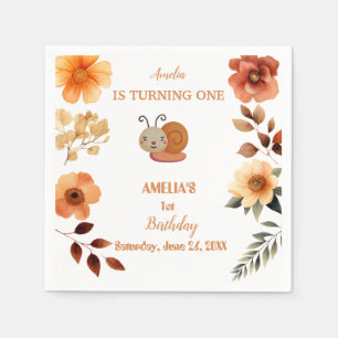 Personalised wildflower decorations 1st birthday napkin