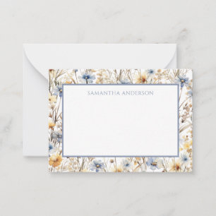 Personalised Wildflower Floral Flat Note Card