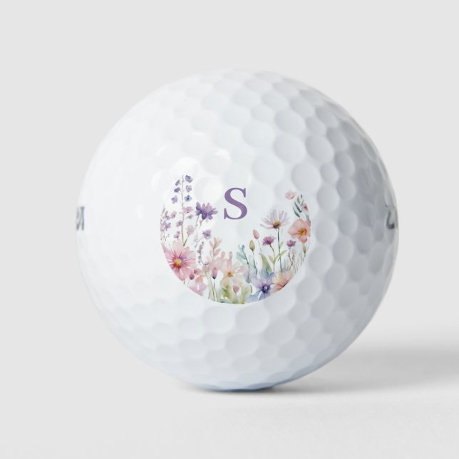Personalised Wildflower Floral  Golf Balls (Front)