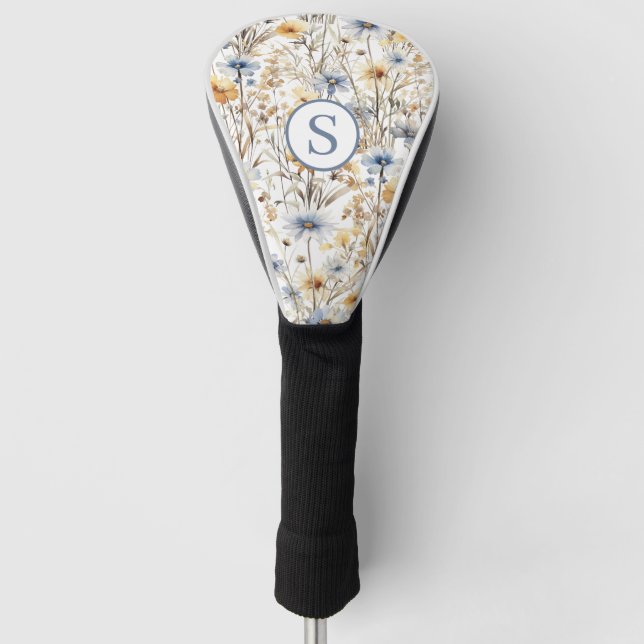 Personalised Wildflower Floral  Golf Head Cover (Front)