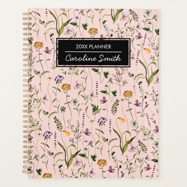 Personalised Wildflower Garden Floral Pattern Planner (Front)