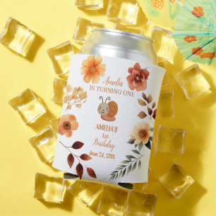 Personalised wildflower girl 1st birthday can cooler