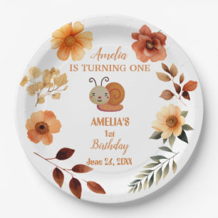 Personalised wildflower girl 1st birthday paper plate