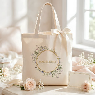 Personalised Wildflower Gold Tote Bag