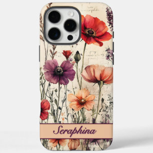 Personalised Wildflower in Red and Purple Poppies  iPhone 16 Pro Max Case