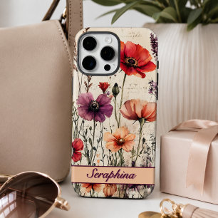 Personalised Wildflower in Red and Purple Poppies  iPhone 16 Pro Max Case