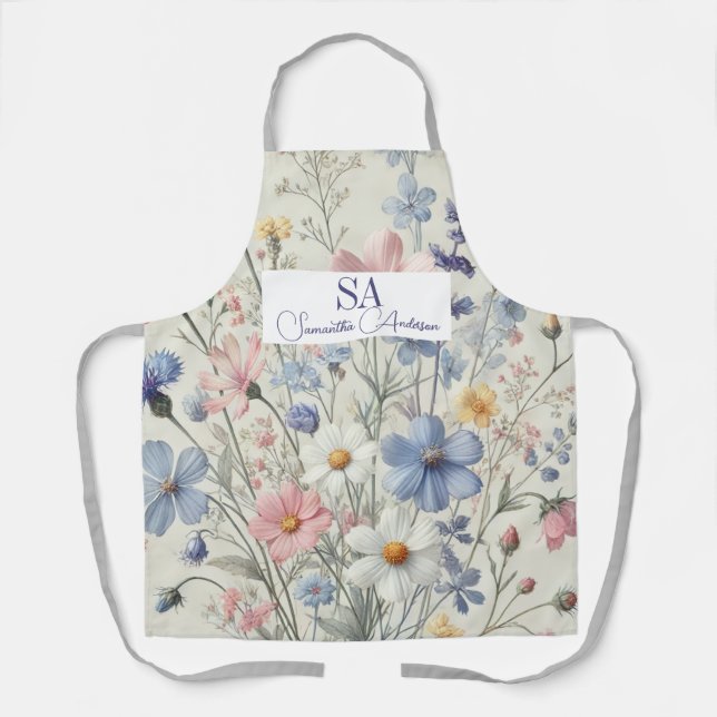 Personalised Wildflower Kitchen Apron | Initials (Front)