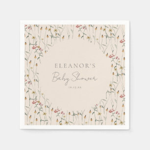 Personalised Wildflower Meadow Name Date Shower Napkin