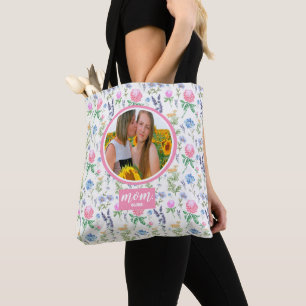 Personalised Wildflower Mum Photo Mother's Day  Tote Bag