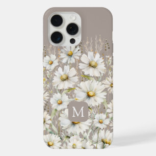 Personalised Wildflower Pattern on Beige iPhone 15 Pro Max Case