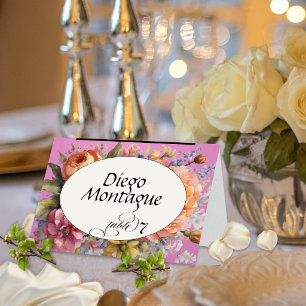 Personalised Wildflower Place Card - Rose Pink