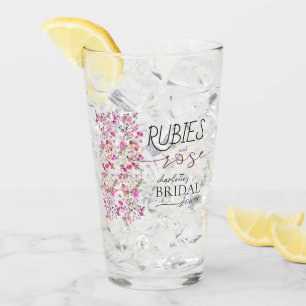 Personalised Wildflower Ruby Rose Bridal Shower Glass