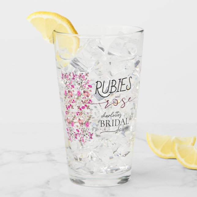 Personalised Wildflower Ruby Rose Bridal Shower  Glass (Front Ice)