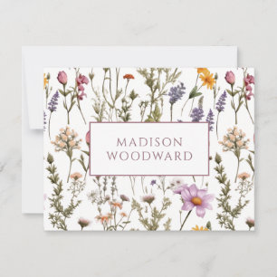 Personalised Wildflower Watercolor  Card