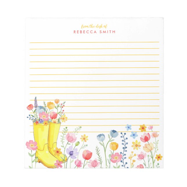 Personalised Wildflower Watercolor Notepad – Custo (Front)