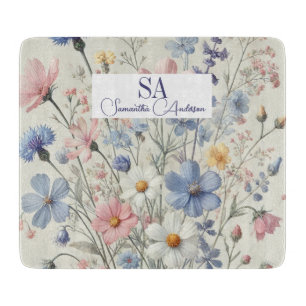 Personalised Wildflower with Monogram & Name  Cutting Board