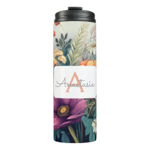 Personalised Wildflower with Name & Monogram Thermal Tumbler