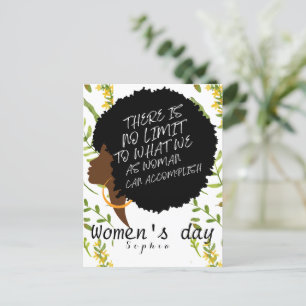 Personalised wildflowers afro women's day quote postcard
