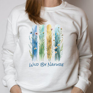 Personalised Wildflowers Brush Stroke Blue Green Sweatshirt