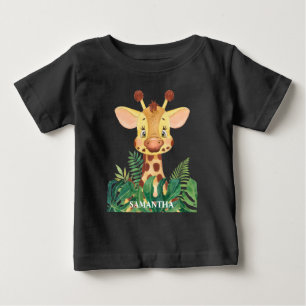 Personalised Wildlife Giraffe Baby Baby T-Shirt