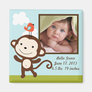 Personalised Wildlife Monkey Photo Frame Magnet