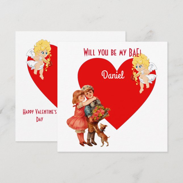Personalised Will You Be My BAE Cupid Angel Card (Front/Back)