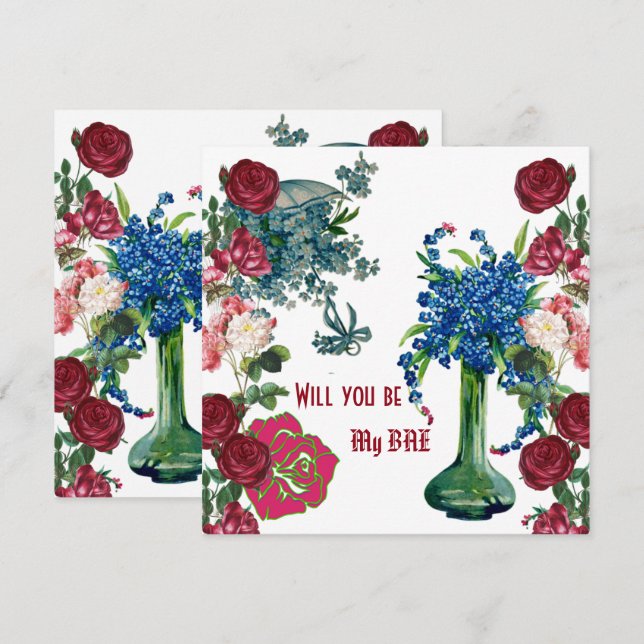 Personalised Will You Be My BAE Rustic Roses Vase  (Front/Back)